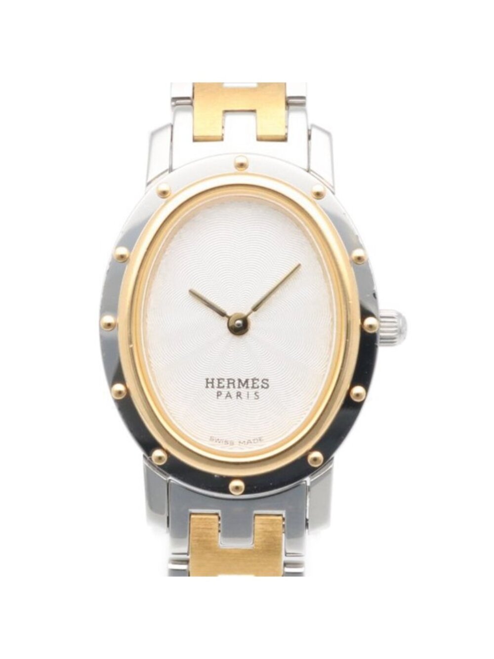 Hermes Clipper Oval Watch Stainless Steel Quartz